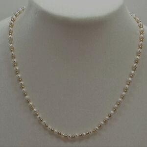 Elegant 14K Solid Yellow Gold Pearls Necklace 18".